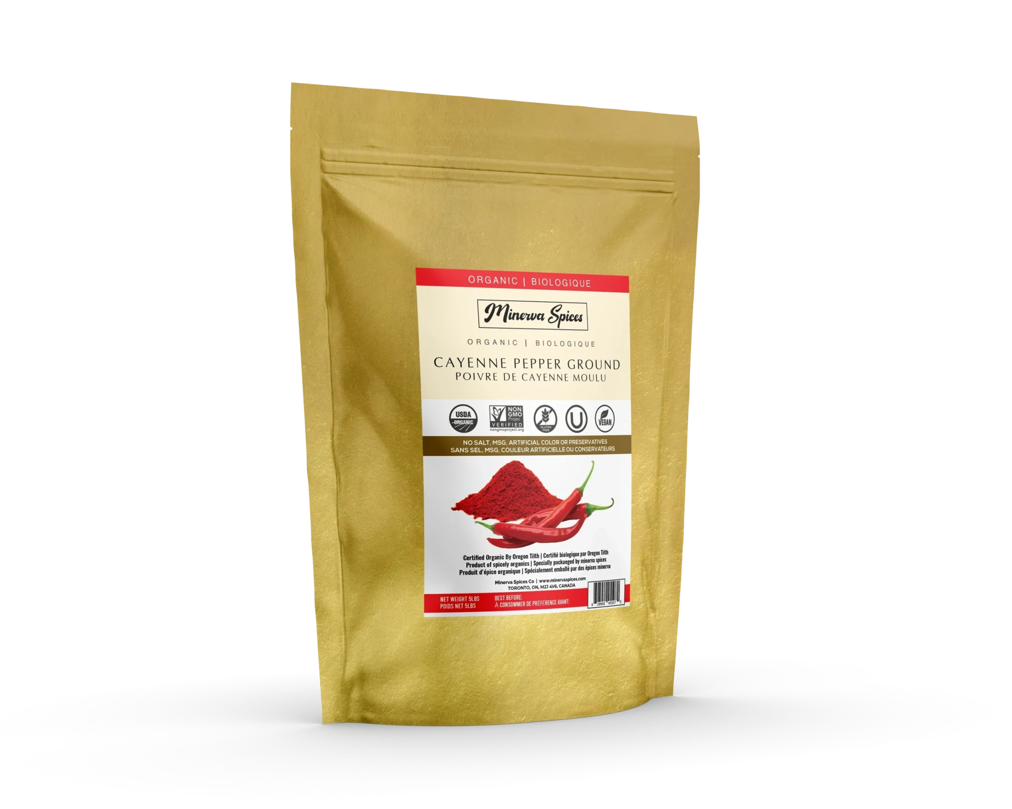 Organic Cayenne Pepper Ground 5 LB Pack Minerva spices