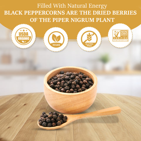 Organic Black Peppercorn 1Lb (453 grams)