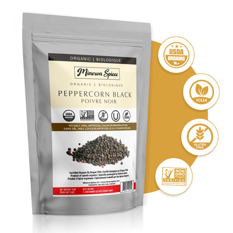 Organic Black Peppercorn 1Lb (453 grams)